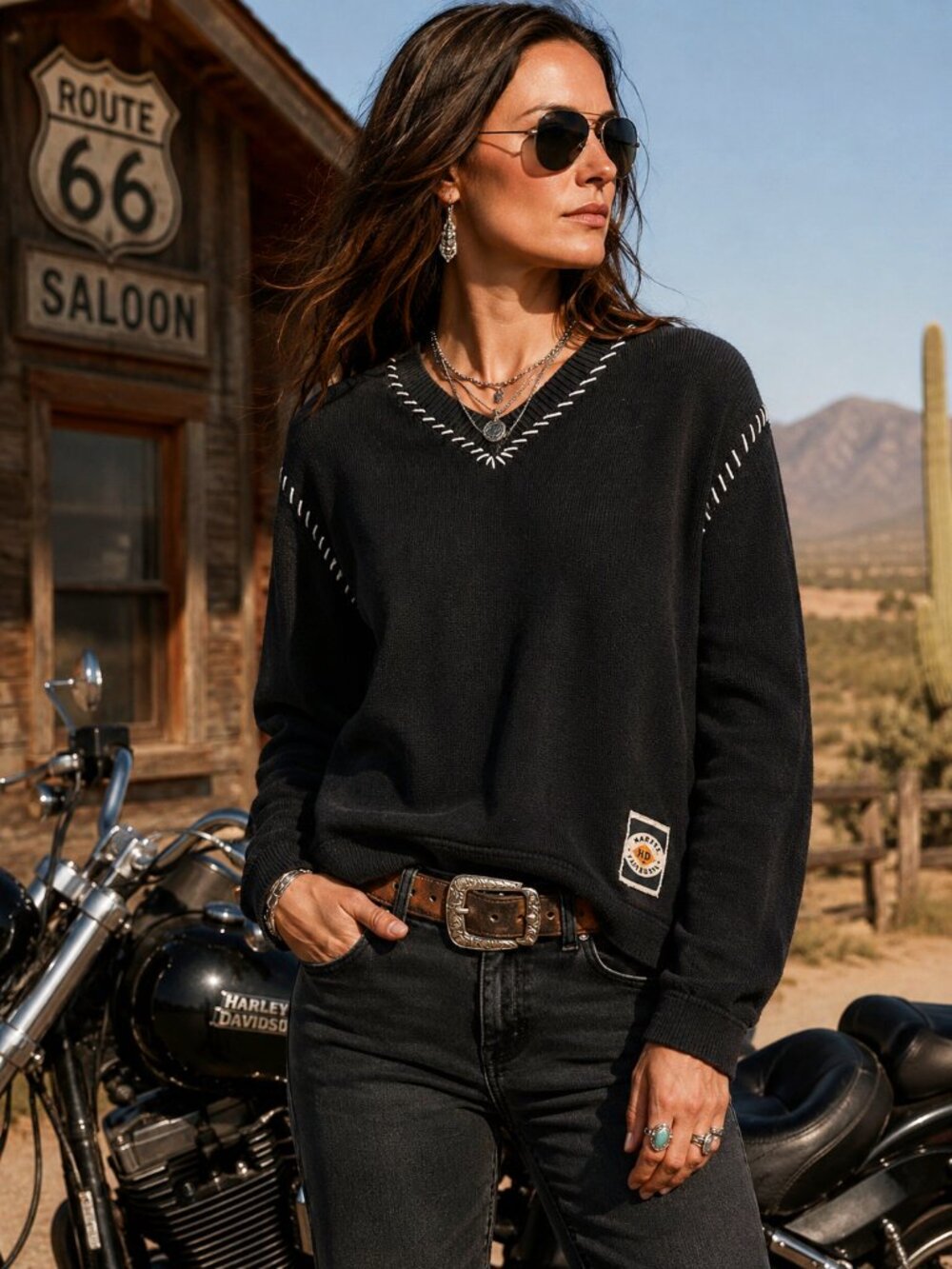 Rare Vintage Harley-Davidson Women's Knit Sweater Large Black